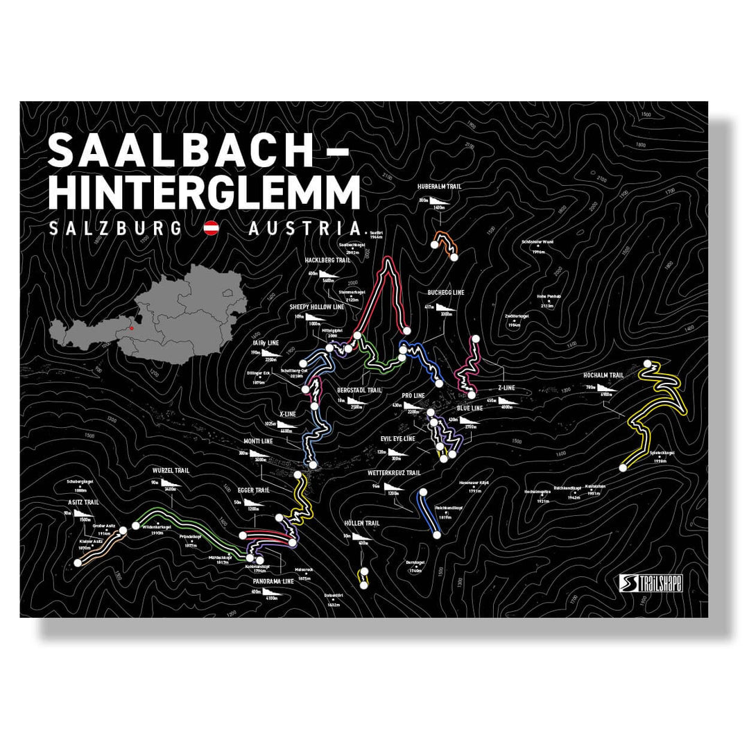 mountainbike karte saalbach hinterglemm BikePark Saalbach-Hinterglemm Poster - Perfekt für Mountainbike Fans