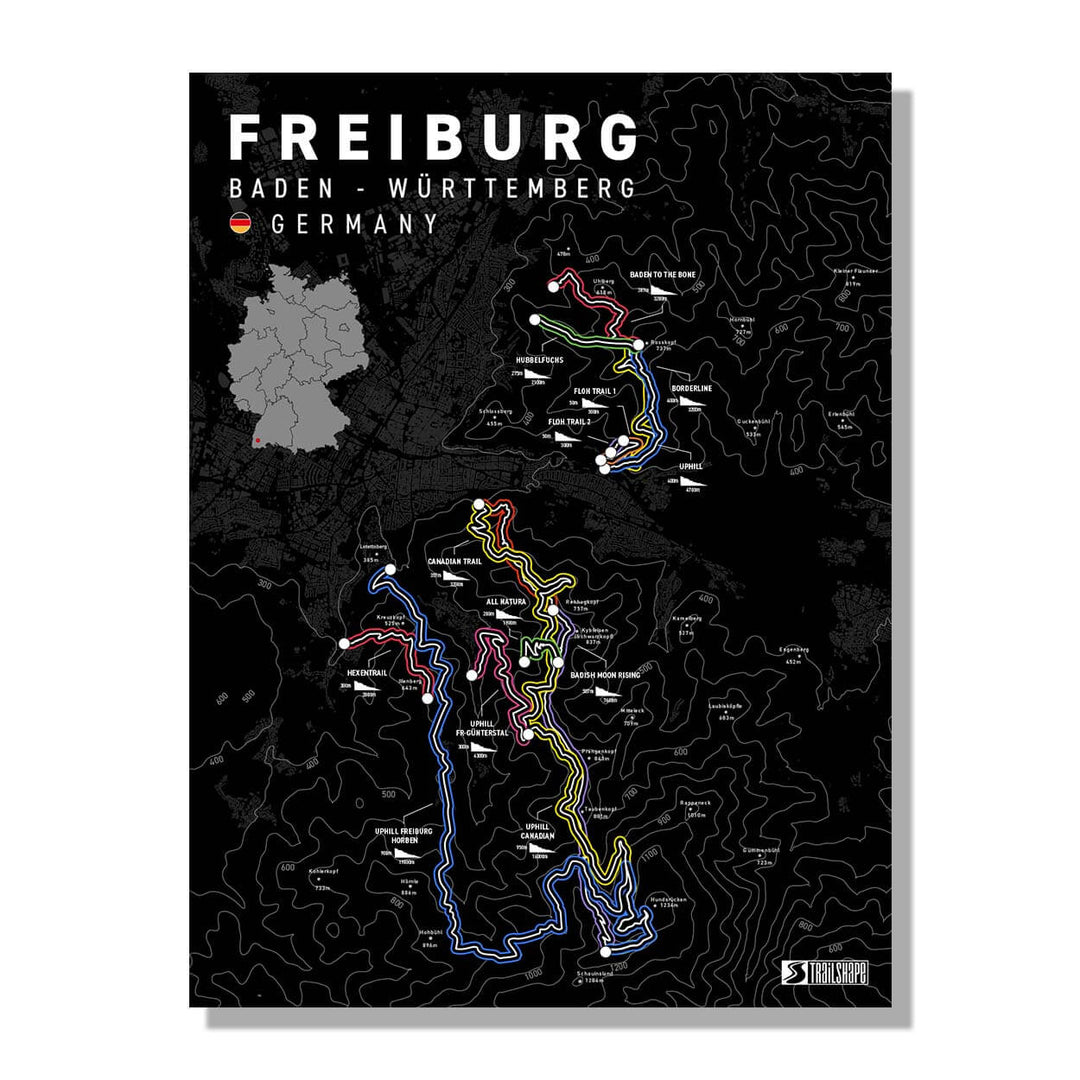 freiburg mountainbike strecken Freiburg Trail Poster - Perfekt für Mountainbike Fans