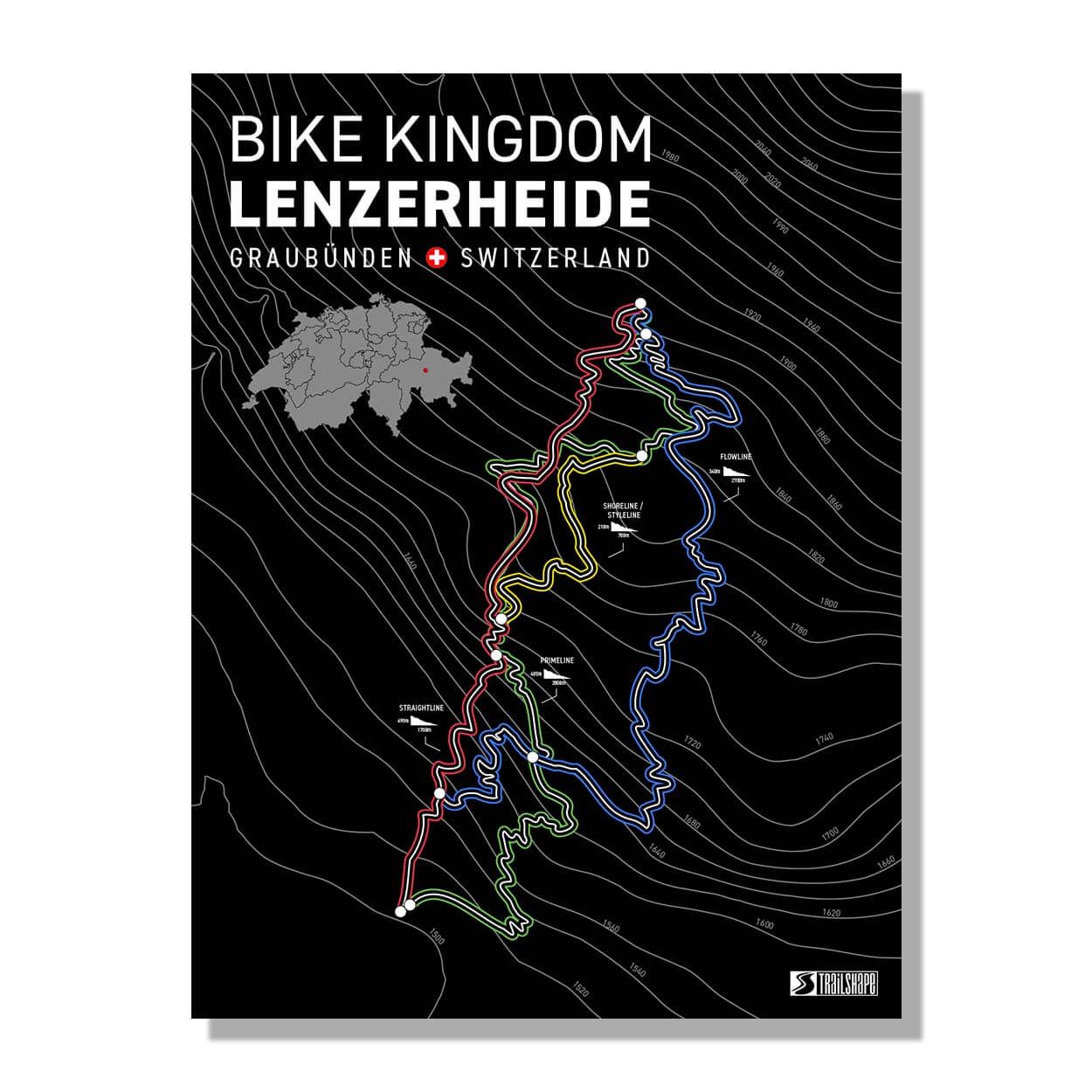 Lenzerheide BikeKingdom Bikepark Trailmap TrailShape