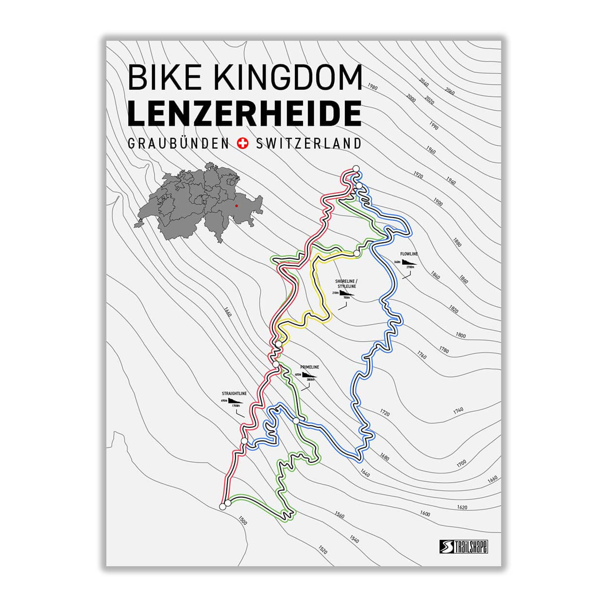 Lenzerheide BikeKingdom Bikepark Trailmap TrailShape